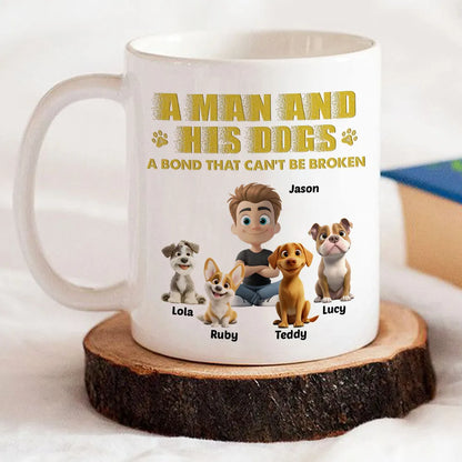 Personalized Ceramic Mug, Girl Sitting Beside Her Dog, Unbreakable Bond Quote, Creative Gift for Dog Lovers
