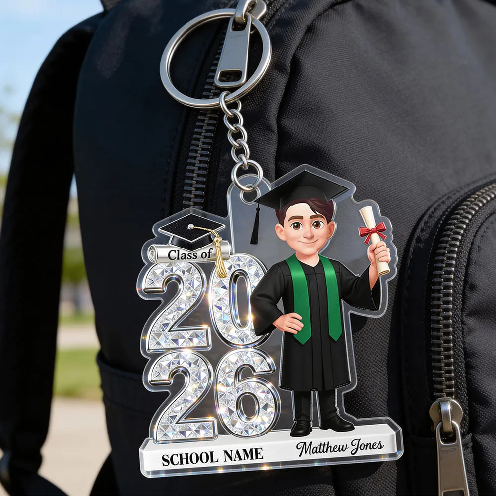 Personalized Graduation Acrylic Keychain Class of 2026 With Cap and Di ...