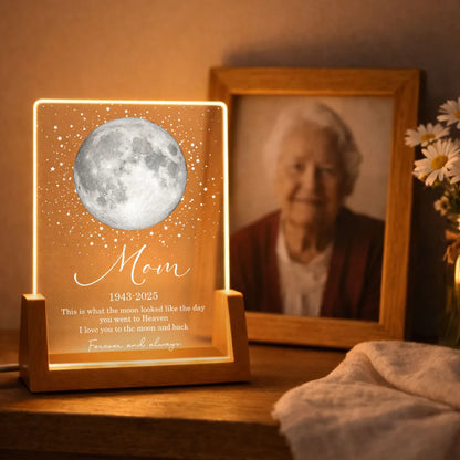 Personalized Moon Memorial LED Light Frame, Day You Went to Heaven Unique Gift for Dad's Family