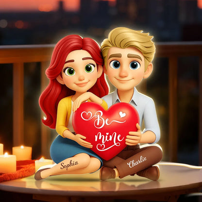 Custom Acrylic Light Box Night City Couple Sitting with Heart - Sweet You & Me Keepsake, Warm Light Gift for Couples