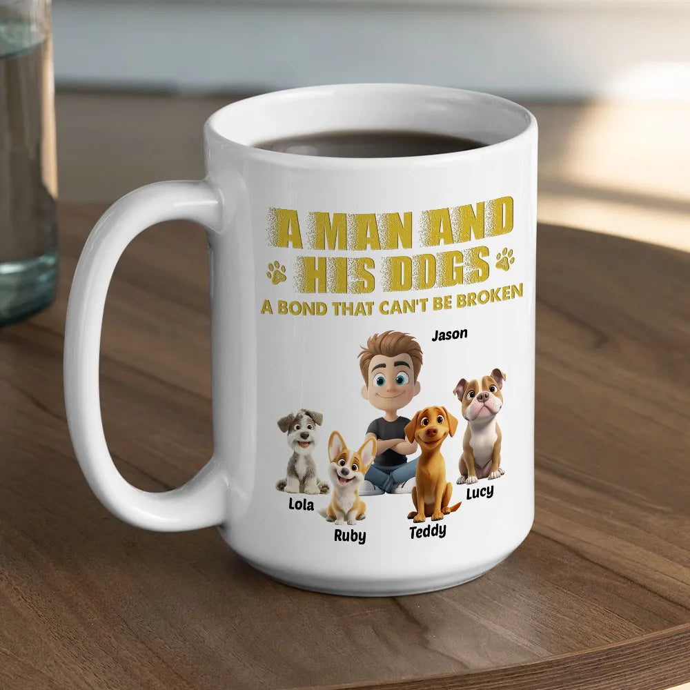 Personalized Ceramic Mug, Girl Sitting Beside Her Dog, Unbreakable Bond Quote, Creative Gift for Dog Lovers