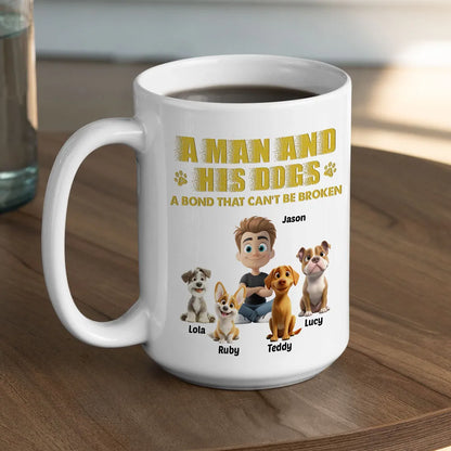 Personalized Ceramic Mug, Girl Sitting Beside Her Dog, Unbreakable Bond Quote, Creative Gift for Dog Lovers