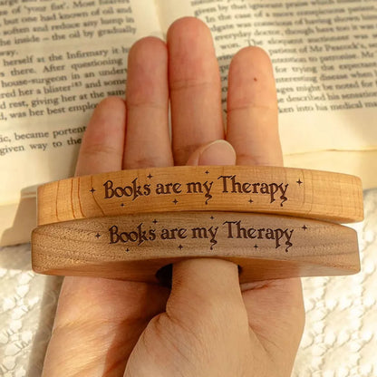 Personalized Book Page Holder with Books Are My Therapy Quote, Holding an Open Book, Unique Gift for Book Lovers