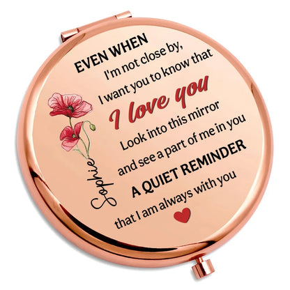 A Part Of Me In You Metal Compact Mirror, Personalized Love Message Gift for Wife or Girlfriend, Sweet Daily Reminder