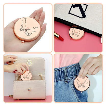 Personalized Metal Compact Mirror for Wife - Soulmate Best Friend Love Quote, Unique Romantic Gift