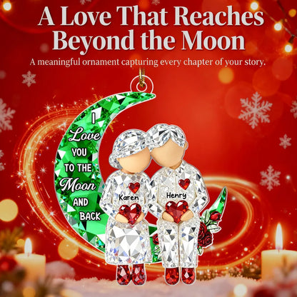Personalized Acrylic Ornament Couple Love You to the Moon and Back Christmas Tree Decor, Unique Gift for Him or Her