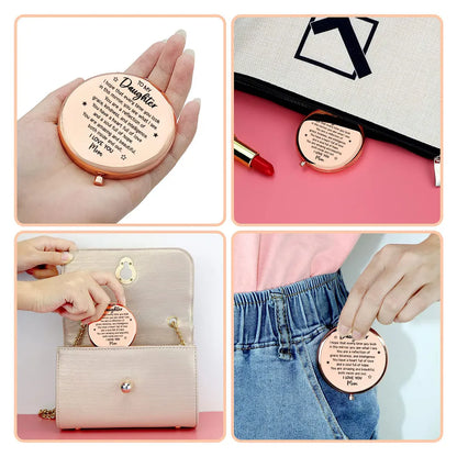 Personalized Metal Compact Mirror, Blush Floral Daughter Keepsake, Unique Gift from Mom