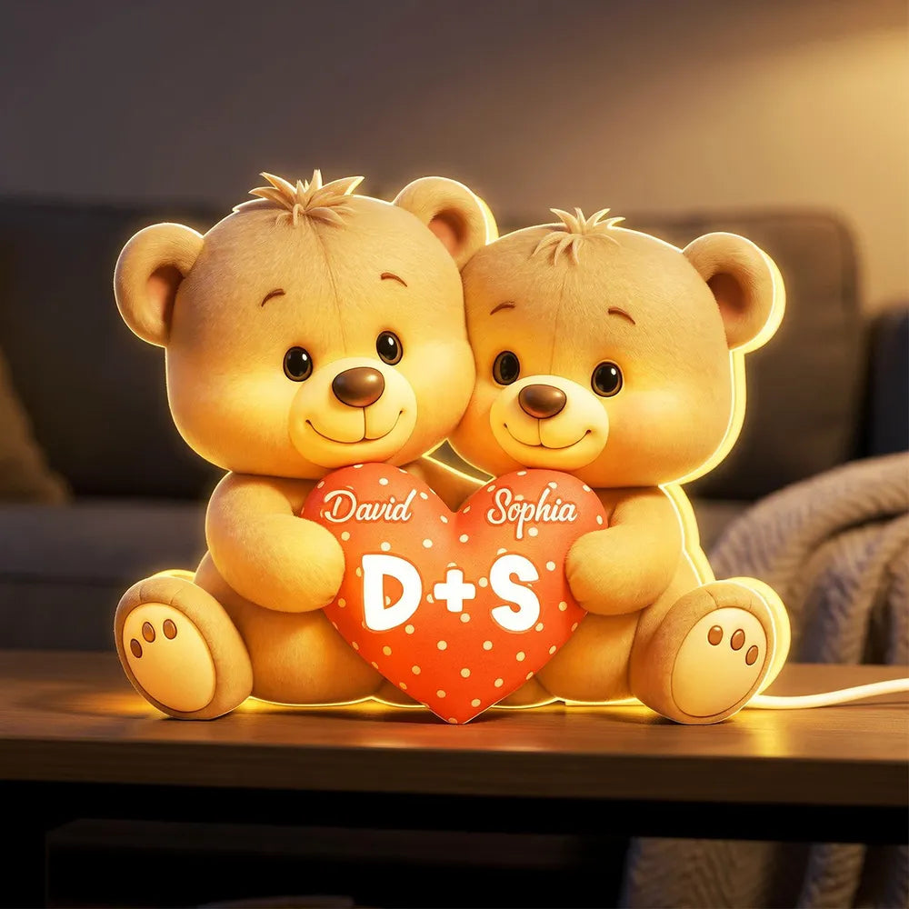 Personalized Bear Couple Acrylic Car Hanger Rearview Mirror Decor