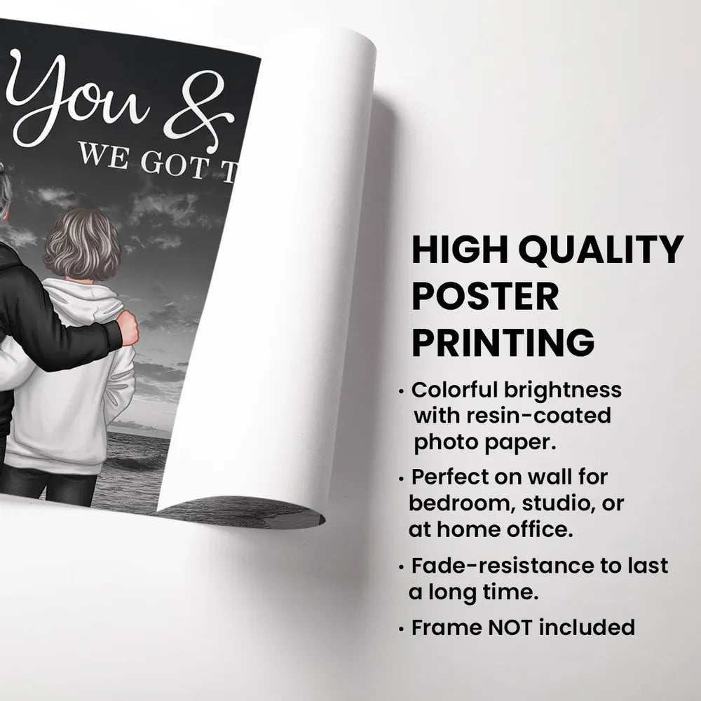 You & Me We Got This Personalized Poster, Sunset Beach Couple Wall Decor, Heartwarming Keepsake, Creative Gift