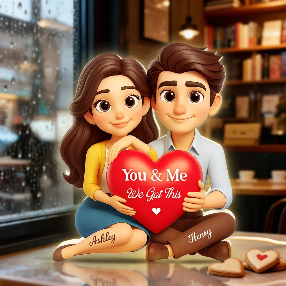 Custom Acrylic Light Box Night City Couple Sitting with Heart - Sweet You & Me Keepsake, Warm Light Gift for Couples
