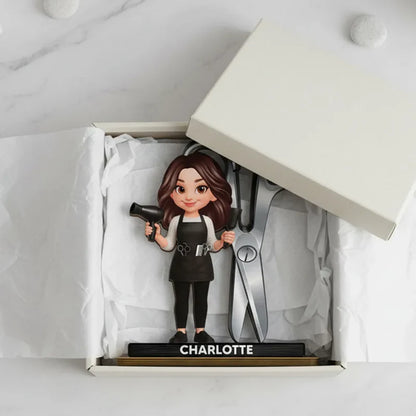 2-Layer Wooden Plaque Hairdresser Cartoon With Scissors Salon Decor A Unique Creative Gift For Hairstylists