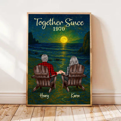 Personalized Poster for Couple with Sunset Beach Scene, Romantic You & Me Art, Unique Gift for Husband, Wife or Partner