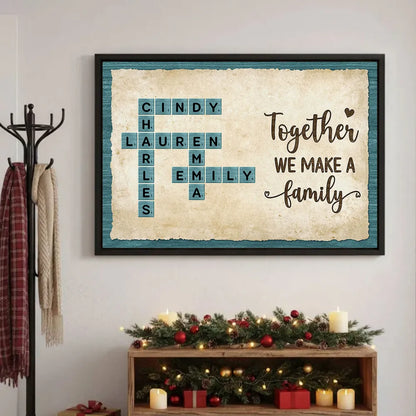 Custom Family Crossword Poster Wall Art – Personalized Names, Heartwarming Home Decor and Unique Gift for Grandparents or Parents