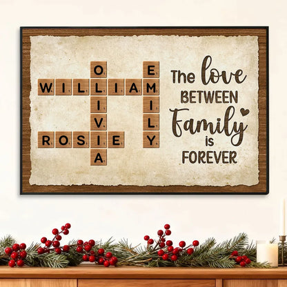 Custom Family Crossword Poster Wall Art – Personalized Names, Heartwarming Home Decor and Unique Gift for Grandparents or Parents