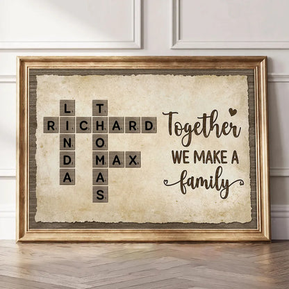 Custom Family Crossword Poster Wall Art – Personalized Names, Heartwarming Home Decor and Unique Gift for Grandparents or Parents