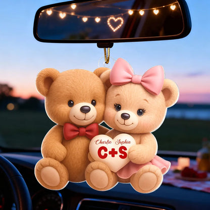 Personalized Acrylic Light Box Cute Bear Couple Holding a Heart Bedroom Lamp with Warm Glow Unique Gift for Couples