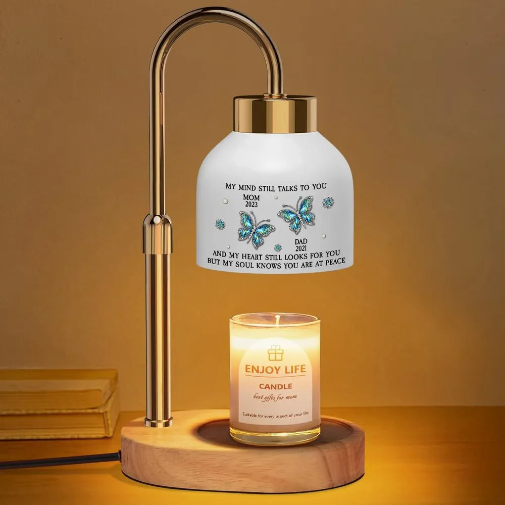 Personalized Candle Warmer Lamp With Butterfly Memorial Quote, Unique Gift for Family Remembrance