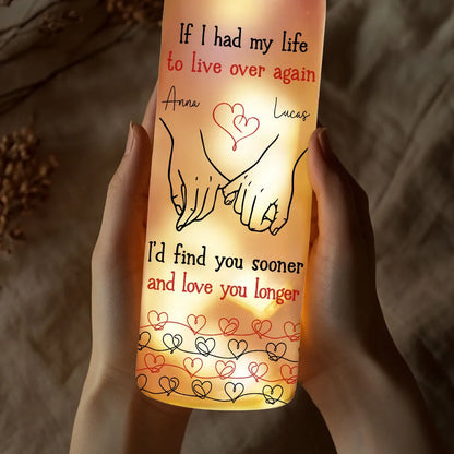 Personalized Bottle Lamp with Holding Hands Love Quote, Warm Glow Bedroom Decor, Unique Romantic Gift for Couple