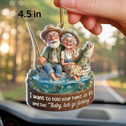 Acrylic Ornament Personalized Sweet Fishing Date Scene Heartwarming Holiday Decor Unique Creative Gift for Couples