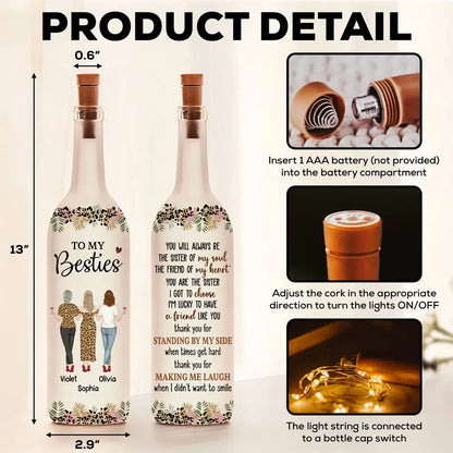 To My Bestie Bottle Lamp, Personalized Friendship Quote With Soft Ambient Light, Thoughtful Gift for Best Friend