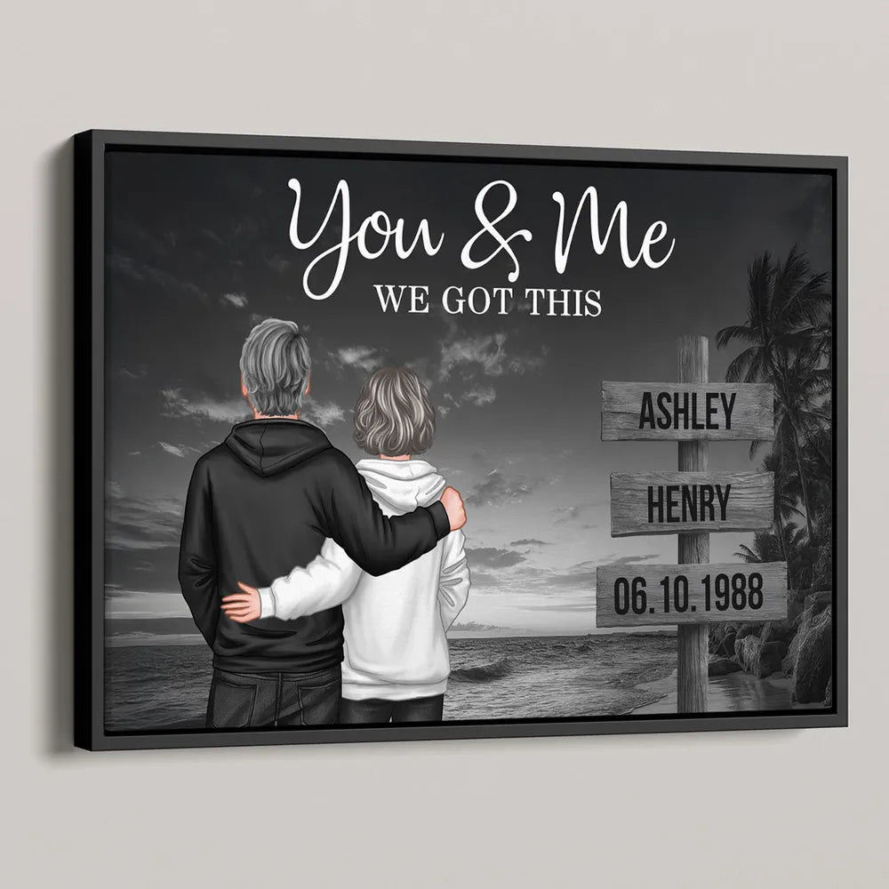 You & Me We Got This Personalized Poster, Sunset Beach Couple Wall Decor, Heartwarming Keepsake, Creative Gift