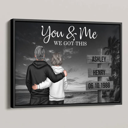 You & Me We Got This Personalized Poster, Sunset Beach Couple Wall Decor, Heartwarming Keepsake, Creative Gift