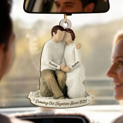 Custom Romantic Wooden Ornament with Cuddling Couple, Cozy Holiday Tree Decoration, Meaningful Unique Gift for Him & Her