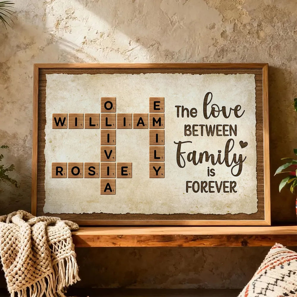 Custom Family Crossword Poster Wall Art – Personalized Names, Heartwarming Home Decor and Unique Gift for Grandparents or Parents