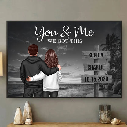 You & Me We Got This Personalized Poster, Sunset Beach Couple Wall Decor, Heartwarming Keepsake, Creative Gift
