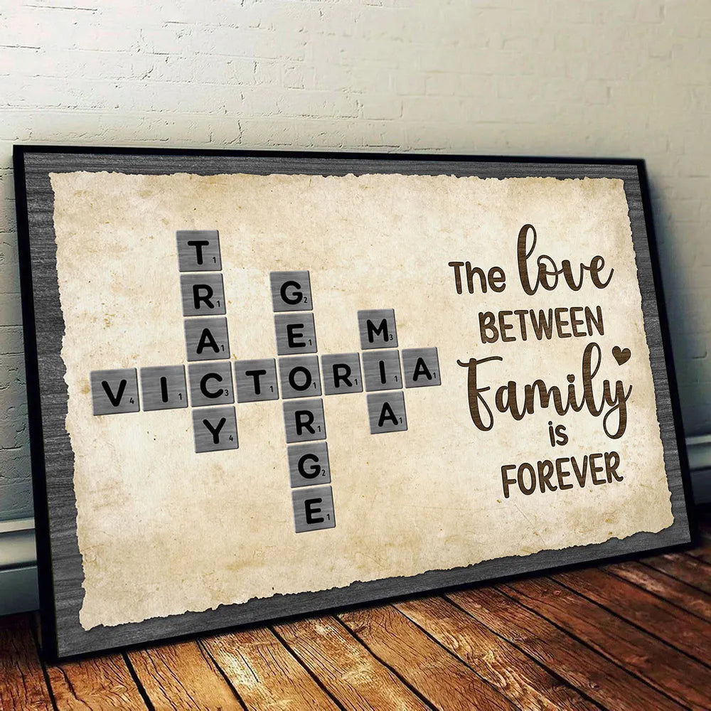 Custom Family Crossword Poster Wall Art – Personalized Names, Heartwarming Home Decor and Unique Gift for Grandparents or Parents