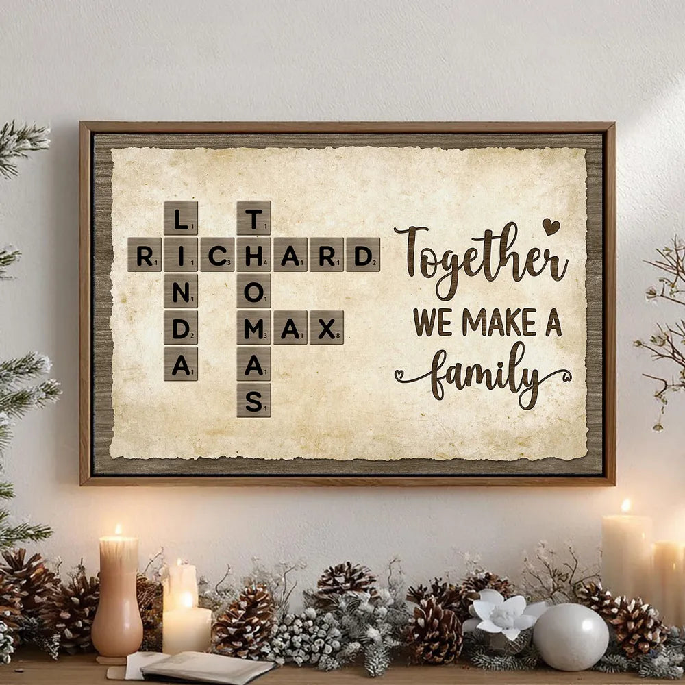 Custom Family Crossword Poster Wall Art – Personalized Names, Heartwarming Home Decor and Unique Gift for Grandparents or Parents