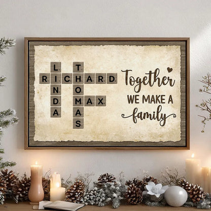 Custom Family Crossword Poster Wall Art – Personalized Names, Heartwarming Home Decor and Unique Gift for Grandparents or Parents