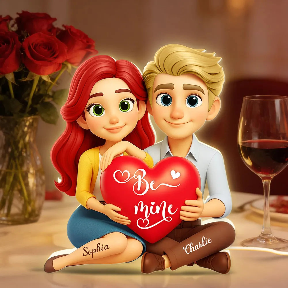 Custom Acrylic Light Box Night City Couple Sitting with Heart - Sweet You & Me Keepsake, Warm Light Gift for Couples