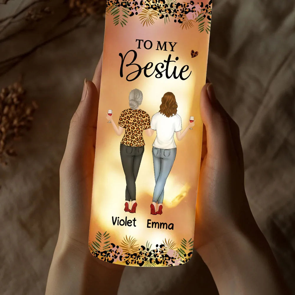 To My Bestie Bottle Lamp, Personalized Friendship Quote With Soft Ambient Light, Thoughtful Gift for Best Friend