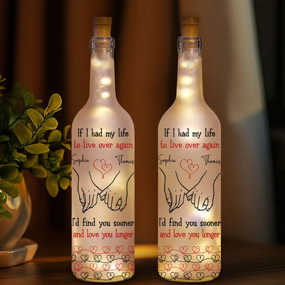 Personalized Bottle Lamp with Holding Hands Love Quote, Warm Glow Bedroom Decor, Unique Romantic Gift for Couple