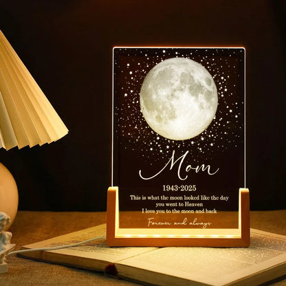 Personalized Moon Memorial LED Light Frame, Day You Went to Heaven Unique Gift for Dad's Family
