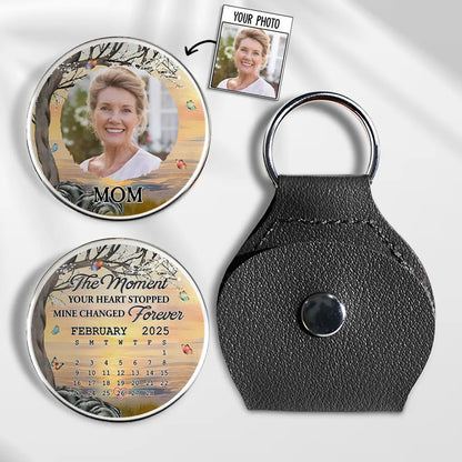 Personalized Pocket Hug with Photo Memorial for Mom, Sunset Tree Design, Unique Keepsake Gift From a Child