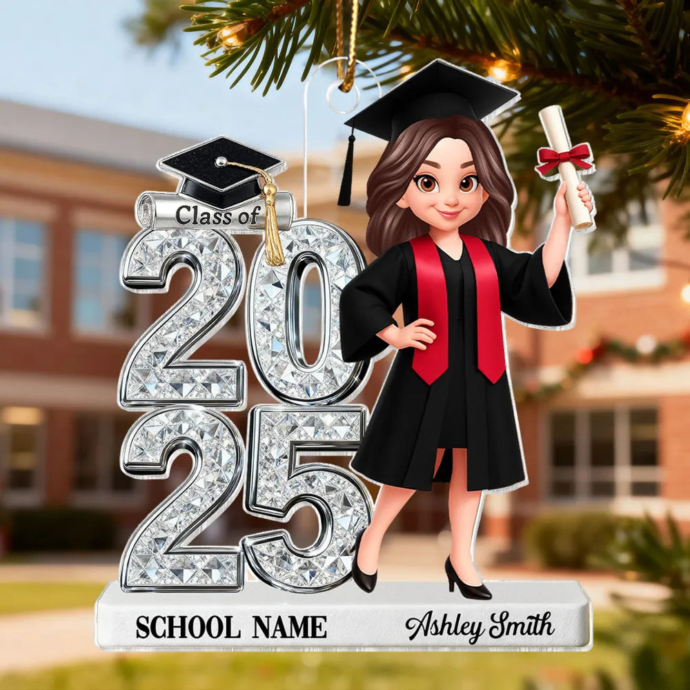 Personalized Acrylic Ornament Class Of 2025 Graduate Girl – Custom Sch ...