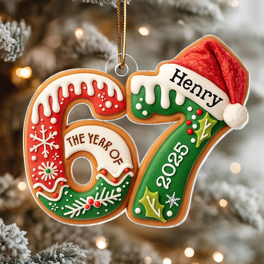Personalized Six Seven Acrylic Ornament with Cute Cookie Design, Unique Christmas Tree Decoration & Creative Gift for Holiday Fun