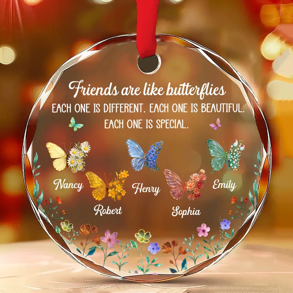 Personalized Crystal Ornament With Butterfly Friends Quote, Unique Creative Gift For Friends