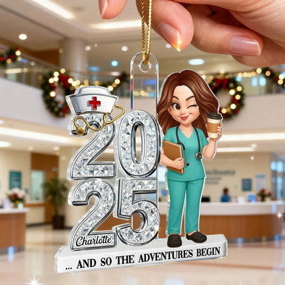 Personalized Acrylic Ornament New Nurse Graduation Keepsake With Shiny Year Design Cute RN Gift For Her