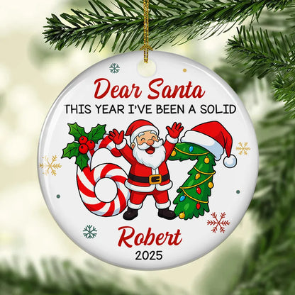 Personalized Ceramic Ornament with Funny Santa Design, Unique Christmas Tree Decoration & Playful Holiday Gift