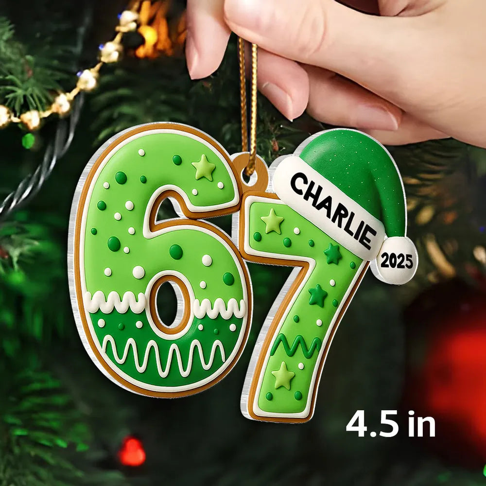 Personalized Acrylic Ornament 67 Teen Slang Design for Christmas Tree, Unique Holiday Gift for Kids & Grandkids