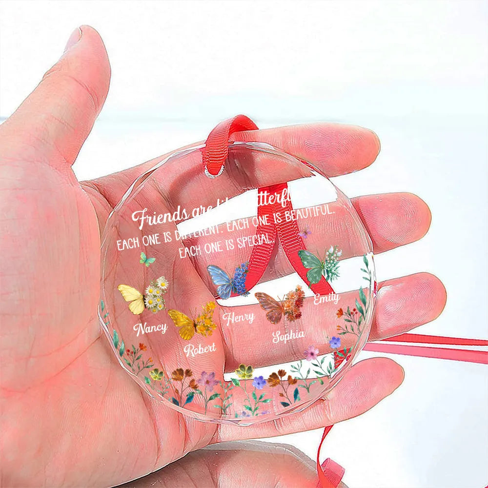 Personalized Crystal Ornament With Butterfly Friends Quote, Unique Creative Gift For Friends