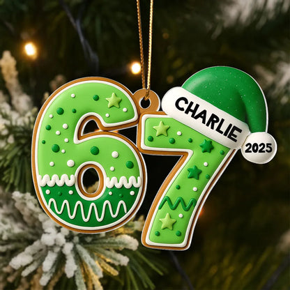 Personalized Acrylic Ornament 67 Teen Slang Design for Christmas Tree, Unique Holiday Gift for Kids & Grandkids