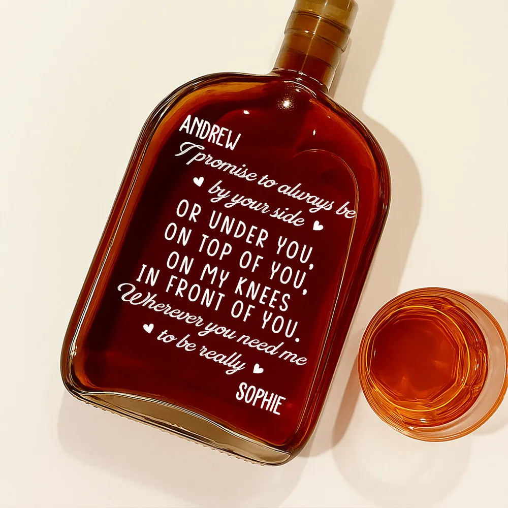 Personalized Glass Spirits Decanter with Playful Love Note, Custom Gift for Him, Unique Home Bar Keepsake