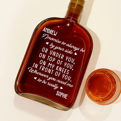 Personalized Glass Spirits Decanter with Playful Love Note, Custom Gift for Him, Unique Home Bar Keepsake