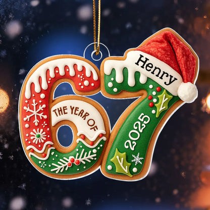 Personalized Six Seven Acrylic Ornament with Cute Cookie Design, Unique Christmas Tree Decoration & Creative Gift for Holiday Fun