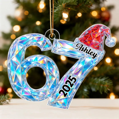 Six Seven Acrylic Ornament Christmas Tree Decoration – Trendy Gen Z Viral Quote Style, Unique Gift for Kids and Grandkids