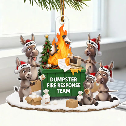 Personalized Acrylic Ornament Dumpster Fire Response Team Donkey Design Funny Christmas Gift for Coworkers